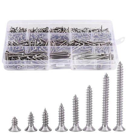 carmdering - Zelftappende Schroeven Kit -Schroef - schroeven - zelftappende schroeven - 400 stuks - Roestvrij staal - zilver - Phillips - met Assortimentdoos