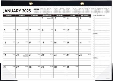 Bureaukalender 2025-2026 18 Maanden Medium Zwart