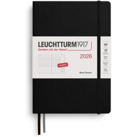 Leuchtturm1917 agenda 2026 1 week per twee pagina's verticaal, hardcover medium a5