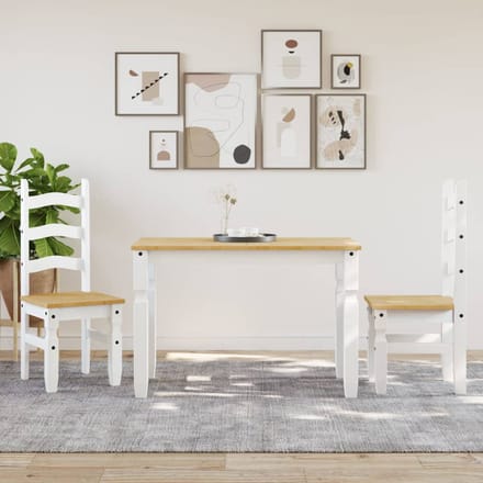 vidaXL - Eettafel - Corona - 112x60x75 - cm - massief - grenenhout - wit