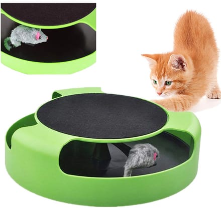 Premium Katten Speelgoed | Bewegende Muis Speeltje | Interactief Speelgoed & Krabplank - Groen