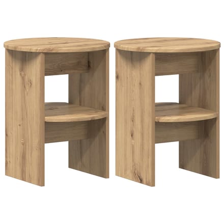 vidaXL - Bijzetkast - 2 - st - Artisan - Eik - Ø40 - x - 50 - cm - Geconstrueerd - hout