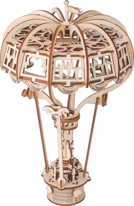 De Bouwplaats DIY 3D Puzzel Hete Luchtballon - Houten modelbouw - 93 onderdelen