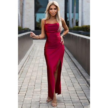 Glam Drape Dress - Red / S