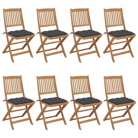 vidaXL - Inklapbare - stoelen - 8 - st - met - kussens - massief - acaciahout