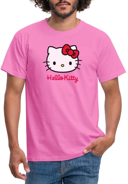 Hello Kitty Klassiek Portret Hello Kitty Tekst T-Shirt Heren