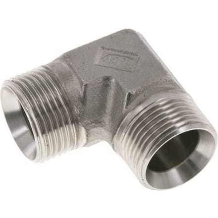 90° L-Koppeling G1'' Hoge Druk RVS  60° Conus 225bar Hydrauliek