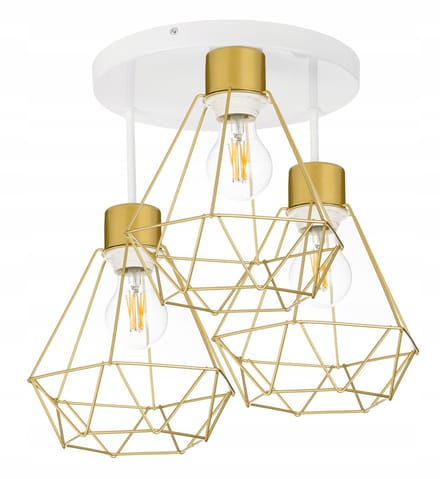 Gouden Plafondlamp Loft Diamant 3xE27