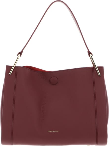 COCCINELLE Leren Schoudertas Wallace Handbag Double Grainy Leather Brandy / Gren. Red Bruine