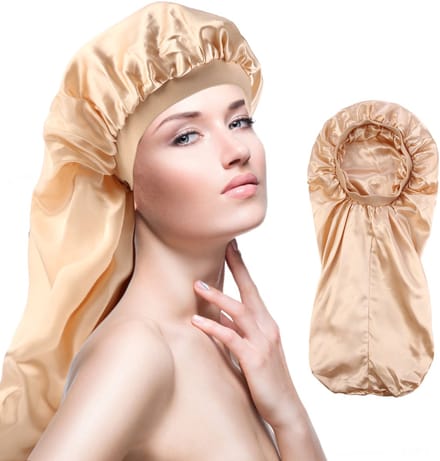 Behave Bonnet - Satijnen Slaapmuts - Bonnet Satijn - Slaapmuts - Extra Lang - Beige