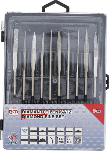 BGS Diamant vijlenset gebogen 140 x 3 mm 10 delig