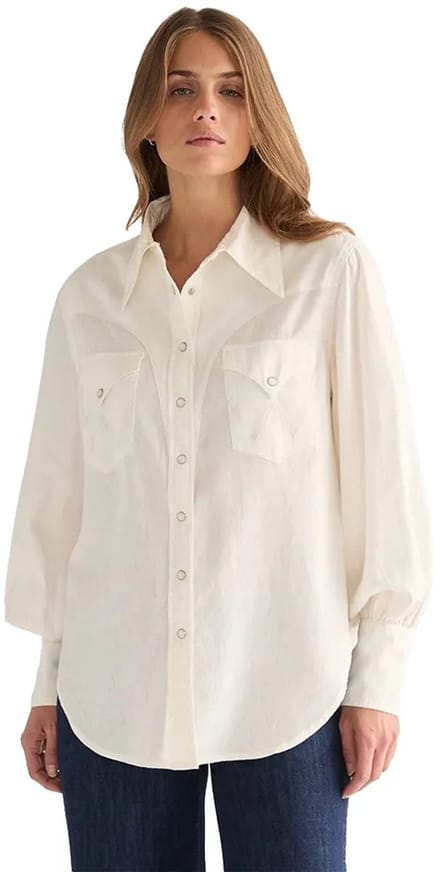 Wrangler Exaggerated Western Overhemd Met Lange Mouwen Wit XL Vrouw