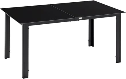 Outsunny Gartentisch Aluminium, gehärtetes Glas Schwarz
