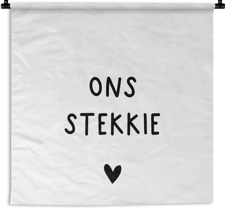 Wandkleed - Quotes - Thuis - Wit - Zwart - 120x120 cm - Wandtapijt
