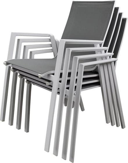 Set van 4 x New Valley dining tuinstoel stapelbaar wit