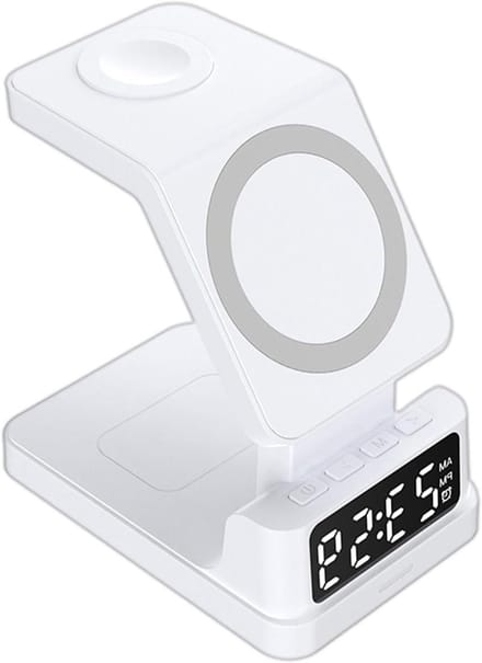 Digitale wekker - Oplaadstation - Ochtendroutine verbeteren - Draadloos opladen - 15W - Wit