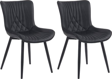 CLP Brady Set van 2 eetkamerstoelen - Zonder armleuning - Metaal frame - zwart Kunstleer