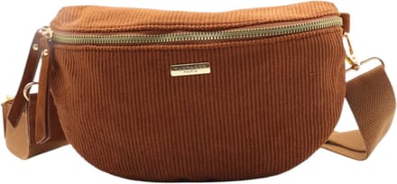 Flora&Co - Handtas - Crossbodytas - Bumbag - Ribfluweel - camel