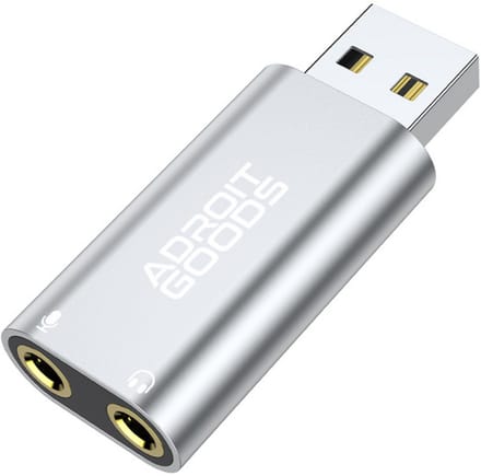 AdroitGoods USB A externe geluidskaart naar 3.5mm audio microfoon AUX adapter - Silver