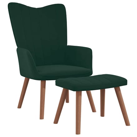 vidaXL - Relaxstoel - met - voetenbank - fluweel - donkergroen