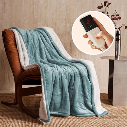 Elektrische Deken - Verwarmde Plaid - Gezellig Warm Blijven - 6 Warmtestanden Timer - 130x180 cm - Blauw