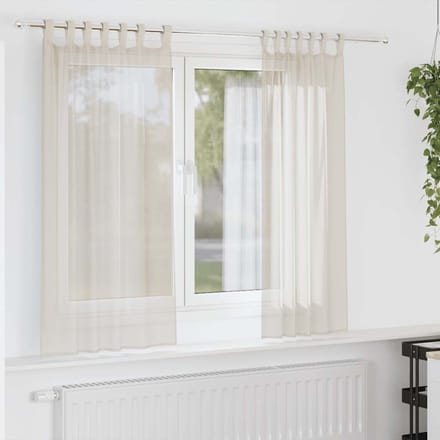 vidaXL - Gordijnen - voile - met - Tab - Top - 2 - st - crèmekleurig