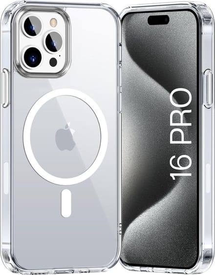 iPhone 16 Pro Hoesje backcover Shockproof siliconen Transparant met geïntegreerde magnetische cirkel