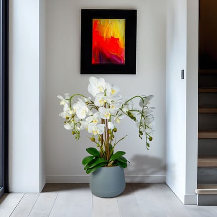 Grote Kunstplant - Woon Decoratie - Orchidee - Wit - 83 cm 1 Stuks [11899B]