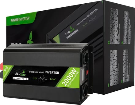 EcoLine - Omvormer 12V Naar 230V - 2000w Vermogen 4000w Piek- Zuivere sinus - Spanningomvormer - Remote Controlled