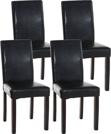 CLP Ina Set van 4 Eetkamerstoelen - Kunstleer zwart donkerbruin
