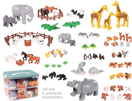 Eduplay bouwstenen junior accessoires dieren en hekken 100 stuks.