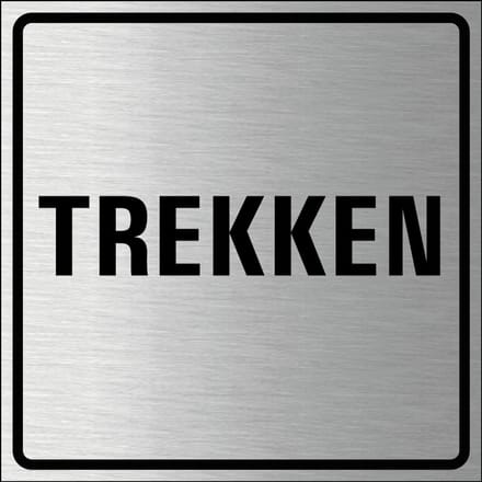 Trekken bordje, geborsteld aluminium 150 x 150 mm