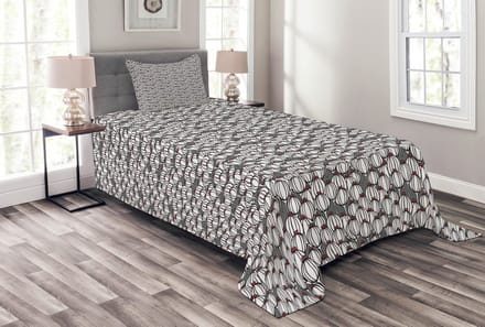 ABAKUHAUS Dagdeken-set – Botanische papaverkapsels – 170x220 cm – grijs