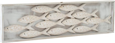 J-Line decoratie Wandobject - polyresin - witkalk/mdf - naturel