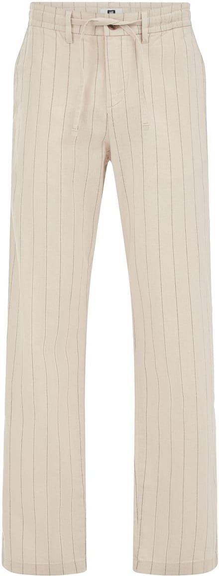 WE Fashion Heren regular fit broek van linnenmix met elastieke broekband