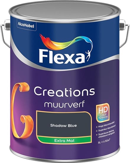 Flexa - Creations Muurverf Extra Mat - Shadow Blue - Mengverf - 5 L