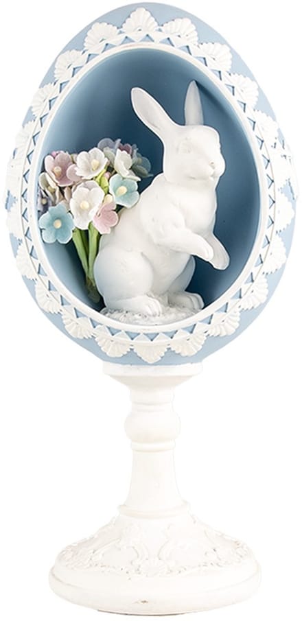 Clayre & Eef Decoratie Beeld Ei 11x9x21 cm Blauw Kunststof