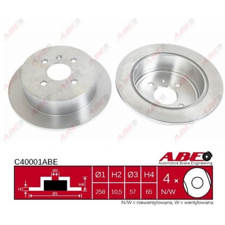 Remschijf ABE C40001 achter, volledig, 1 Stuk