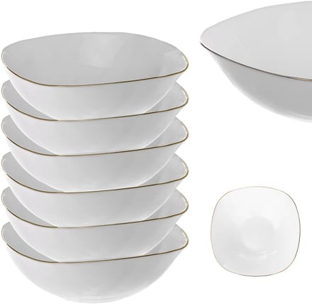 KADAX Slakom 19cm Glazen Kommen voor Soep Snacks Set Wit 6 st