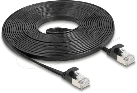 Delock RJ45 Flat Patch Cable plug to plug Cat.6A 5 m black