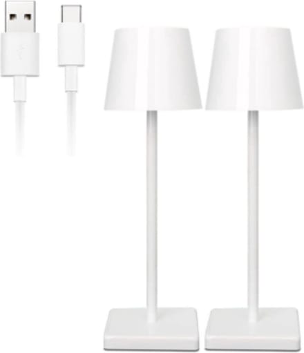 2 stuks Oplaadbare tafellamp dimbaar wit aluminium 2700K Bureaulamp