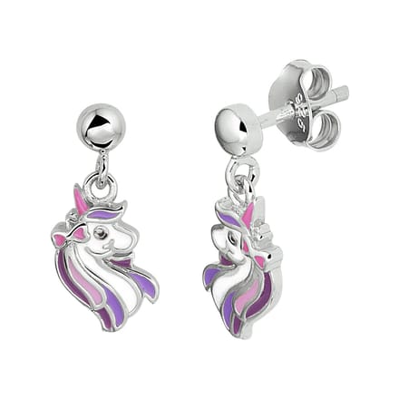Yep! oorhangers emaille eenhoorn - Zilver