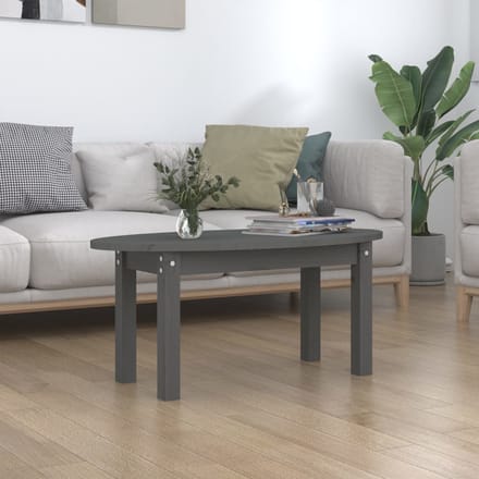 vidaXL - Salontafel - 80x40x35 - cm - massief - grenenhout - grijs