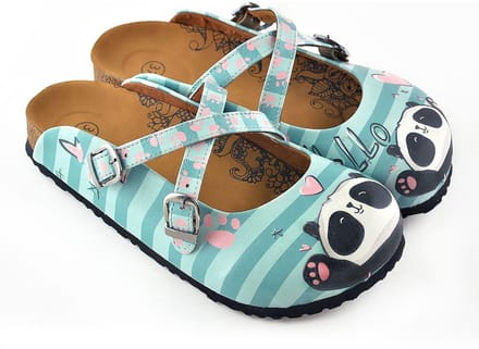 Goby Panda Clogs Dames - Vegan Leer - Handmade - Panda Print - Maat 36