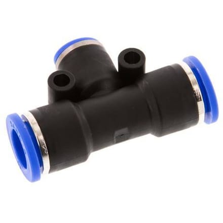 6mm x 10mm T-koppeling PA 66 Insteekfitting NBR [2 Stuks]