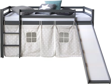 Homestyle4u Hoogslaper - 90x200 cm - Grijs - met glijbaan