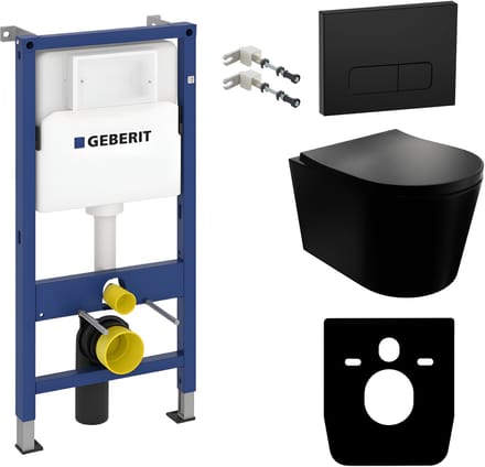 LAVITA complete toiletset VERSONI zwart randloos zwart Oval