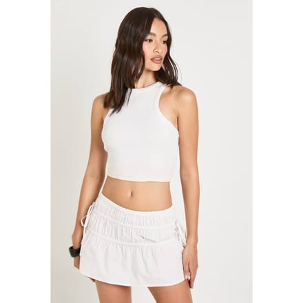 boohoo Dames Poplin Gerimpelde Mini Rok | Wit | Maat: 38