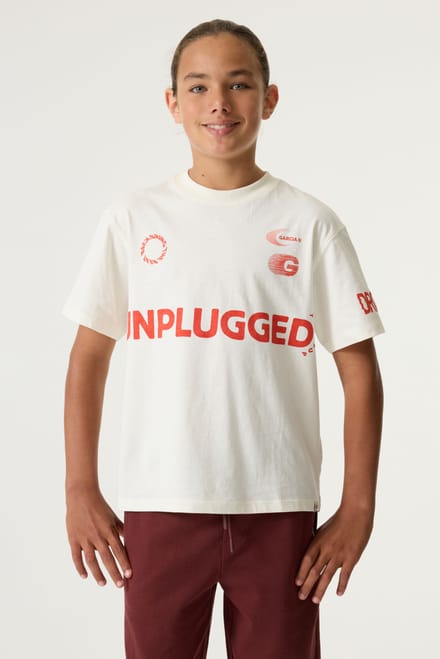 GARCIA Jongens Tekst Print T-shirt Wit Korte mouw