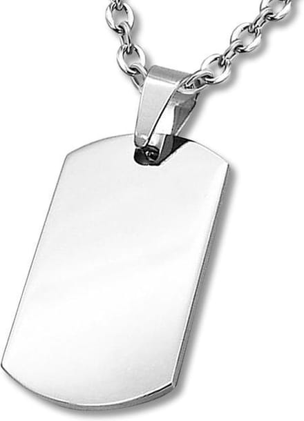 Amanto Ketting Arja - 316L Staal - Graveer - Dogtag - 38x22mm - 60cm